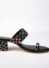 Threaded Harmony - Multicolor black Block heel